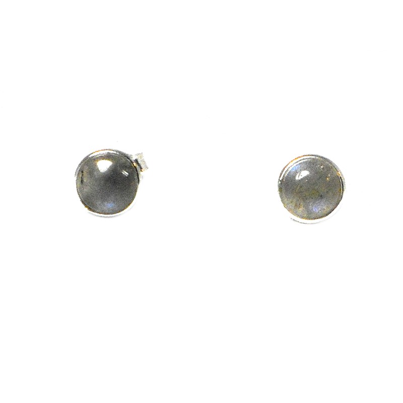 Art Gecko Sterling Silver Labradorite Round Stud Earrings 7mm, Sterling