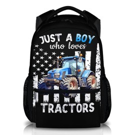 Sharecolor Backpack for Kids Boys - Custom Tractor Backpacks for School Travel - 17 Inch Large Capacity Bookbag for Elementary Preschool Kindergarten