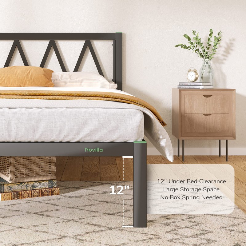 Novilla King Bed Frame with Headboard, 14 Inch Platform Bed