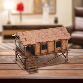 Perfeclan 1/72 House Model Kits, DIY Wooden House, Assemble Unpainted Miniature House, 1/72 Building Model House Scenery Layout, G