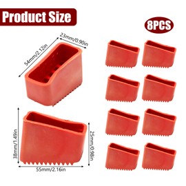 Sixfolo Pack of 8 Ladder Feet 50 x 20 mm Replacement Ladder Caps Rubber Non-Slip Ladder Feet Mat Protective Caps for Ladders Universal Ladder Rubber Feet for Aluminium Ladders Herringbone Ladders