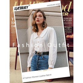 LEACOOLKEY - Paquete de 3 cinturones de piel para mujer, para jeans, vestidos de moda, color dorado y plateado, A-black+coffee+beige, XXL:Fits waist size 46"-50"