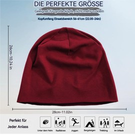 Unisex Slouch Beanie Hat - Lightweight Transition Hat for All Seasons, Thin Chemo Headwear for Men and Women, Also Suitable as a Turban or Sleeping Cap, 100% Cotton, red, Unit size