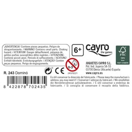 Cayro Dominoes - Ages 6+ - Traditional Wooden Box with Sliding Lid - Classic Board Game - Ideal for Children and Adults - Ideal for 2 to 4 Players