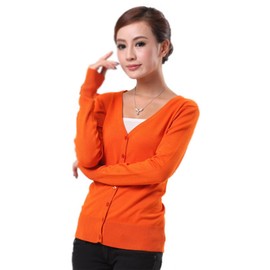Mooncolour Womens 24 Colors Knit Outwear Autumn Cardigan Sweater, Orange, UK14