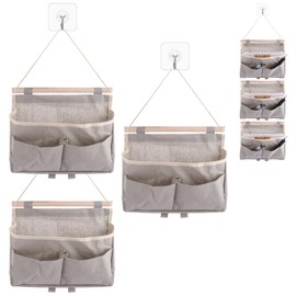 ASelected 3 PCS Wall Organiser Hanging Hanging Organiser with 3 Hooks Foldable Organiser Hanging Storage with 3 Compartments for Home Office Dormitory Bathroom