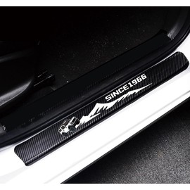 GUIILAN 4Pcs Door Sill Protector Reflective 4D Carbon Fiber Sticker Decoration Door Entry Guard Sill Scuff Plate Stickers Accessories Compatible with Ford Bronco (White)