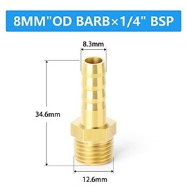 ERGAOBOY 10 Pcs 8mm OD Barb to 1/4" Female BSP Connectors,Brass Hose Barb Compression Fittings