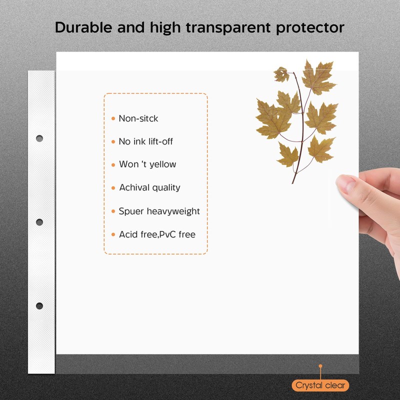 12x12 Scrapbook Album Refill Pages Set, with 10 Plastic Sleeves