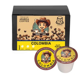 Bento Cafe,Colombia Dark Roast Coffee,12 K-Cup Pods