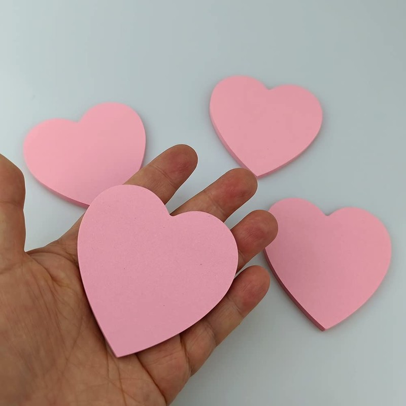 Saktopdeco 4 Pads Small Heart Sticky Notes - Pink Valentines