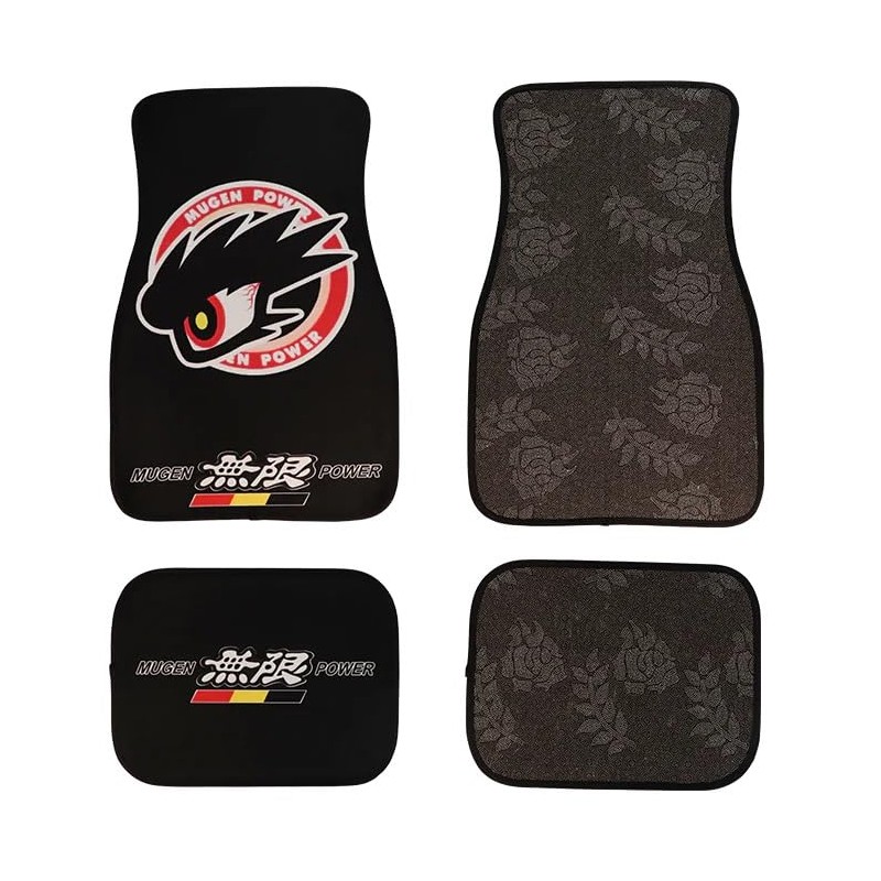 4PCS Universal JDM Mugen Power Racing Fabric Floor Mats Interior