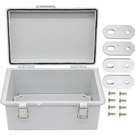 AIRTAK Clear Hinged Cover Stainless Steel Latch, IP67 Waterproof Electrical Weatherproof Junction Box, PVC Plastic Grey Case 11.4×7.5×5.5 inch（290×190×140mm）