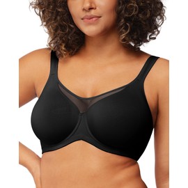 HSIA Minimizer Bras for Women Plus Size, Full Coverage T Shirt Unlined Bra with Underwire & Wide Strap Support for Heavy Breast, Black 40D