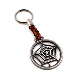 Claro Schmuck Key Ring Metal Thickness 2 mm Faux Leather Cord Total Length Approx. 9 cm - 11 cm, Spider web