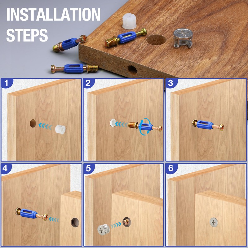 Jamiikury 20 Sets Furniture Cam Lock Fasteners - 3-in-1 Locks