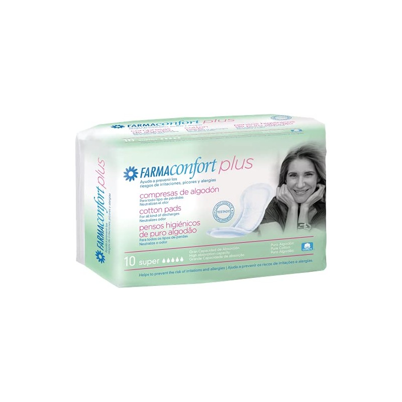 FarmaconfortPlus Algodon Super Incontinence Pads (Pack of 10)