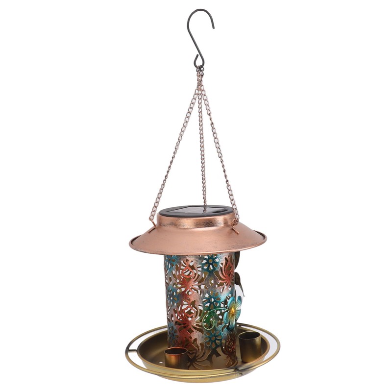 Solar Bird Feeder for Outdoors Hanging Exquisite Hollow Pattern Waterproof