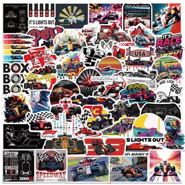 50pcs F1 Racing Stickers for Car Fans, Cool Sports Car Stickers, Waterproof Vinyl Supercar Sticker Decals for Water Bottles, Laptops, Skateboard, Helmet for Teens and Adults