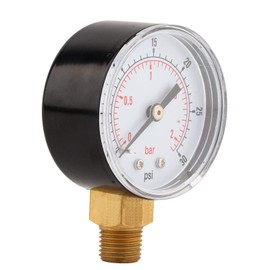 Pressure Gauge,50mm 1/4 BSPT Brass Thread Pressure Gauge, 0-15PSI,0-1Bar- 0-300PSI,0-20Bar Optional Range,Digital Pressure Gauge for Fuel Air Oil Gas Water (0-30psi 0-2bar)