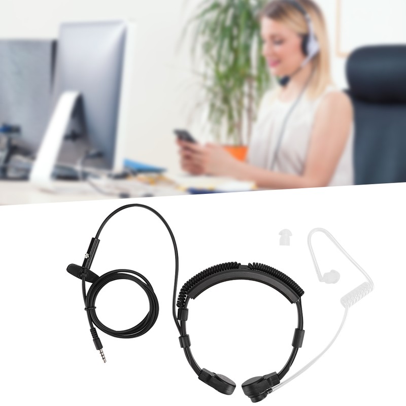 3.5mm Throat Mic Microphone Earphone PTT Adjustable Concealed Air Conduit