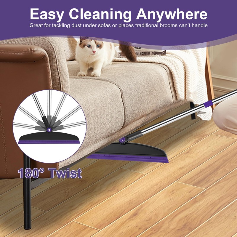 Broom with Dustpan Combo Set and Silicone Air Broom Kit,