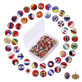 Drawing Pins Pack of 100 National Flag Drawing Pins Country Map Thumbtacks Creative Push Pins for Bulletin Board, Card, Office
