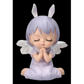 Decorative Angel in Purple, Praying Children's Angel with Rabbit Ears, Hand-Painted, 11.5 cm, Cherubim, Figurine, Angel