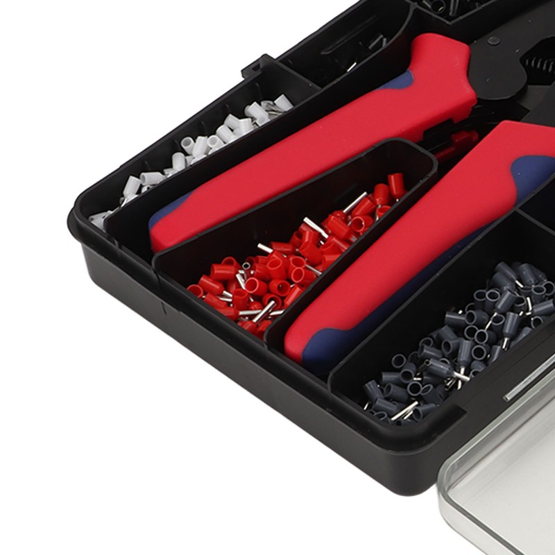 1201Pcs Electrical Wire Terminal Set Cold Pressed with Red Plier