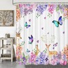 Jipusai Spring Lavender Flowers and Butterfly Shower Curtain Sets for