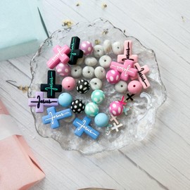 Beadable Pens Bulk Bead Pens with Assorted Colors Beads DIY Pen Making Kit Ballpoint Pen Black Ink for Women Students Office School (Cross)