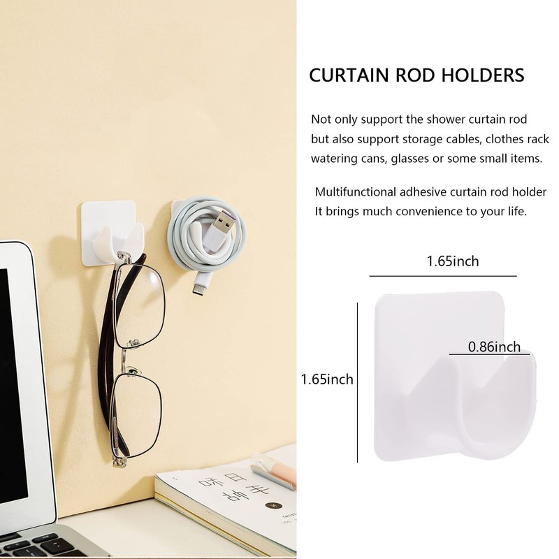 Resdenio Adhesive Shower Curtain Rod Holder - 2 Pack Curtain