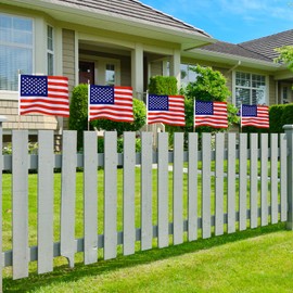 Fovths 15 Pack Veteran's Day Handheld American Stick Flags with Spear Top Great 8 x 12 Inch Wooden Stick American Flags for Patriotic Decorations