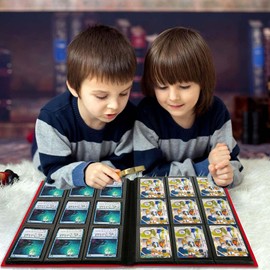 9 Pocket Trading Card Binder Holder, Sports card Album with Card Sleeves, Book Protection Trading Cards - 9 Pocket - Put up to 540 Cards(Red)