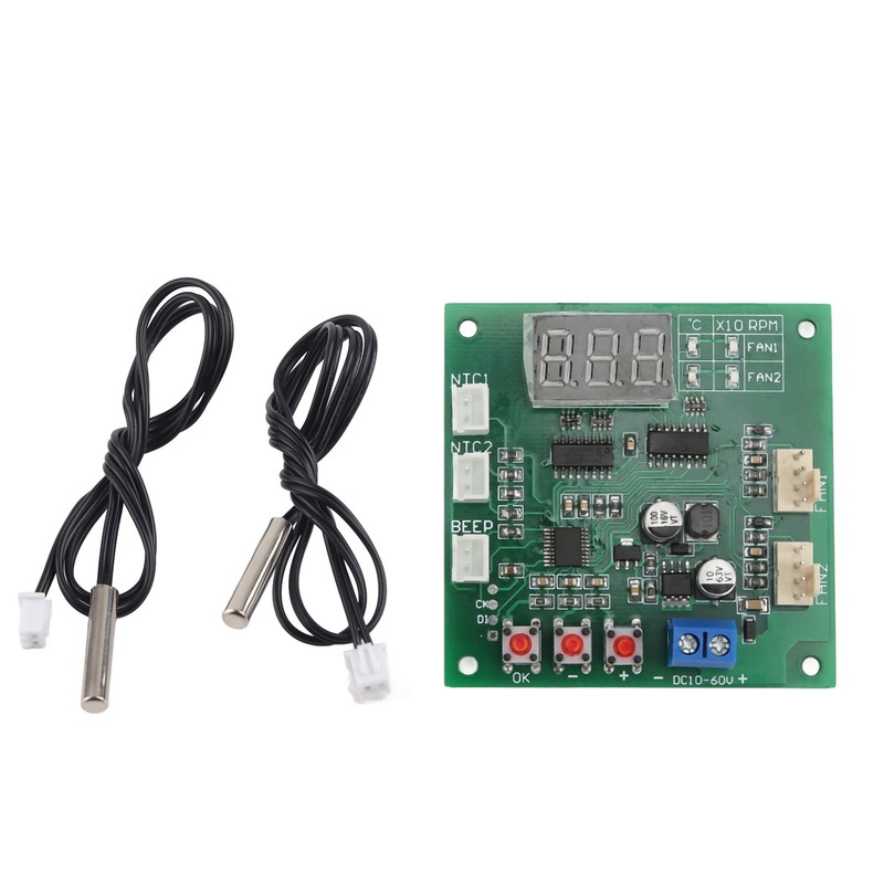 DC10‑60V 2 Channel 4 Wire Fan PWM Temperature Speed Controller