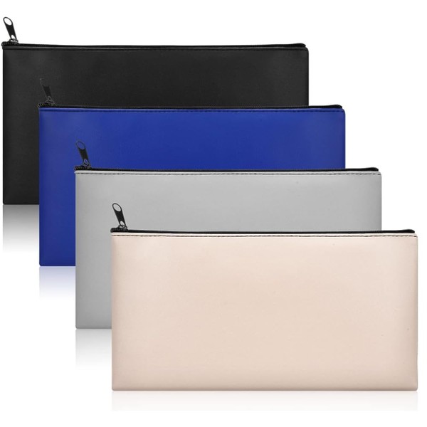 Pack of 4 Faux Leather Bank Bags, PU Bank Bag,