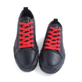 VSUDO 140 cm Double Layer Flat Red Shoe Laces for Trainers, 8mm Wide Red Laces for Trainers, Red Trainers Laces, Sneakers Red Shoe Laces for Women or Men (1Pair-Red-140cm)