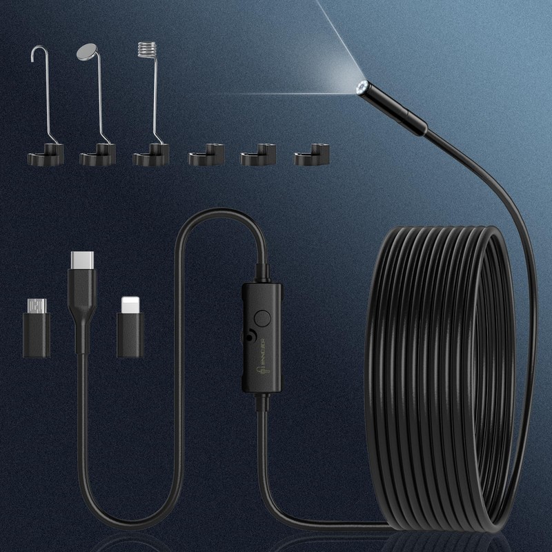 Ennovor Fiberscope 1920P Endoscope Camera, 8 Pcs High Brightness LED