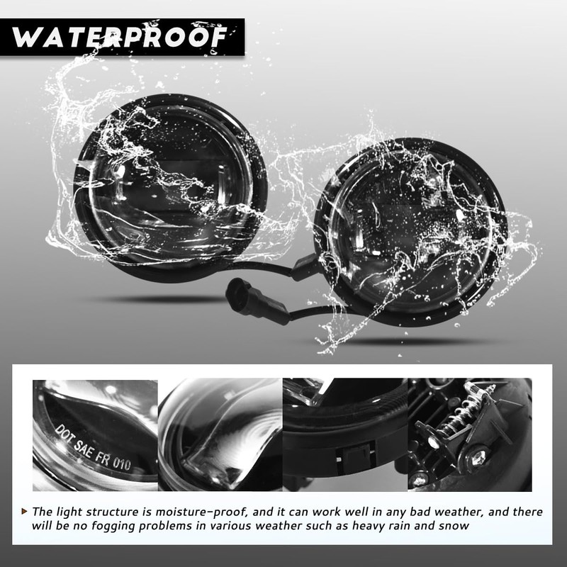 Pair Led Black Fog Lights Replacement With Bulbs Fit For