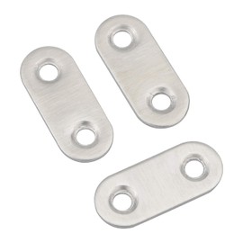 Pxyelec 1.5 inch 2 Holes Stainless Steel Metal Brackets, Flat Plate Bracket Connector with Fixing Screws, Flat Straight Brace Fixing Repair Plated Joint Bracket Pack of 50