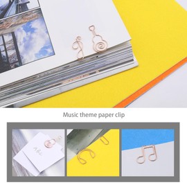 Create idea 20PCS Music Themed Paper Clips Treble Clef Musical Note Headphone Guitar Shape Metal Creative Paper Clips School Office Supplies Rose Gold