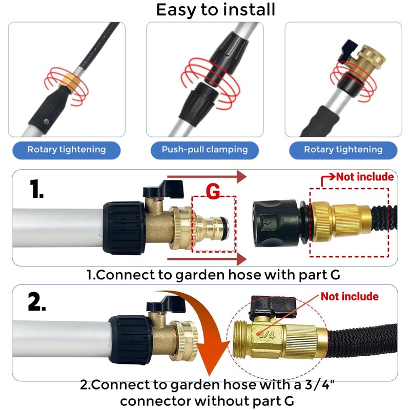 TianfuSpanda 8FT/2.4M Gutter Cleaner Tool from Ground, Extendable Gutter Cleaning