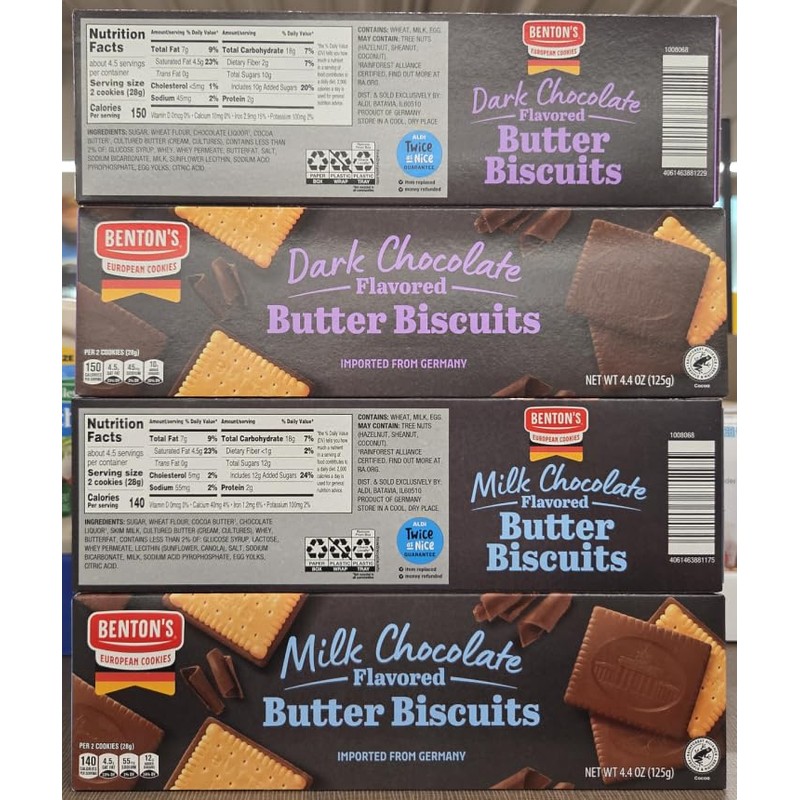 Bentons Dark & Milk Chocolate Flavored Butter Biscuits 4.4oz 125g