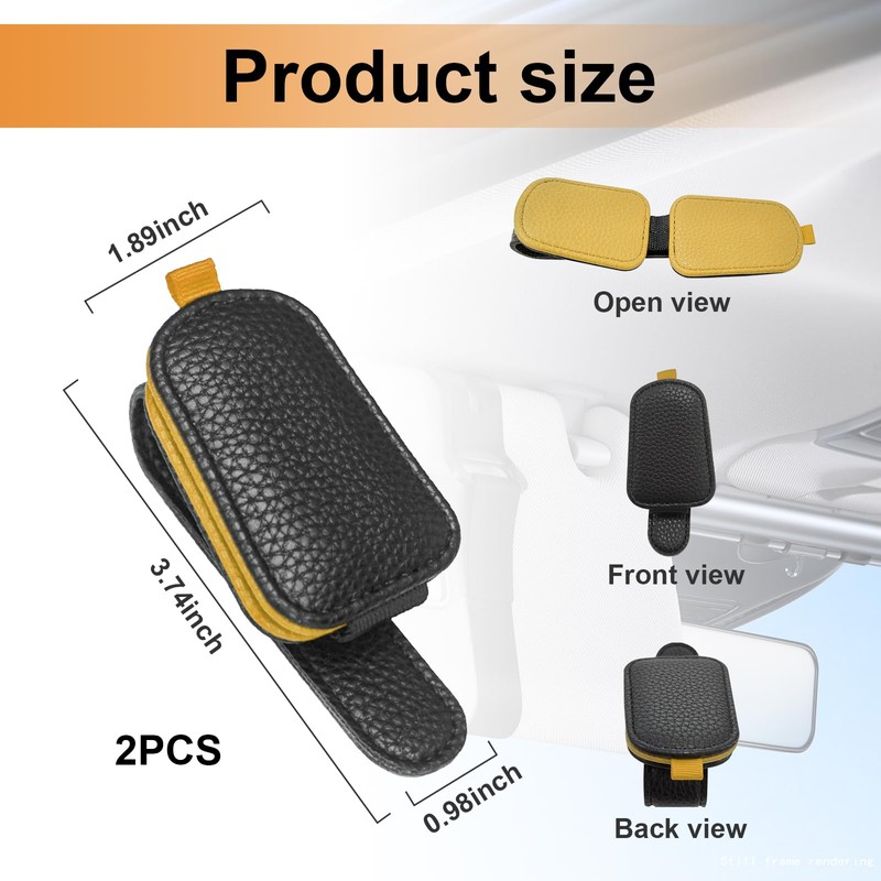 Augeny 2 PCS Sunglasses Holder for Car, Leather Magnetic Sun