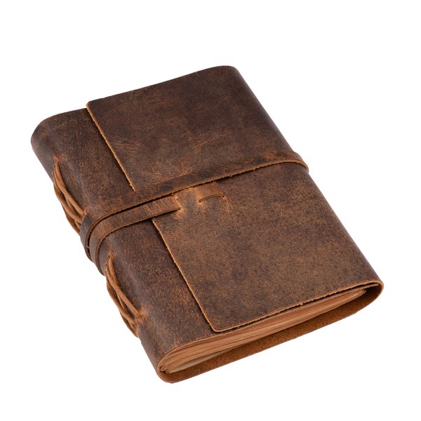 LEATHER VILLAGE Lined Paper Leather Bound Journal-260 Pages, Rustic Brown,