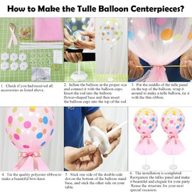 Elecrainbow 6 Pack Pink Tutu Tulle Centerpieces for It's a Girl, It's Twins and Oh Baby Baby Shower Centerpieces, Girl Birthday, Wedding, 44 Units