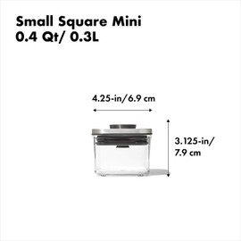 OXO Airtight 0.4L Stainless Steel Pop Container, Small Square, Mini