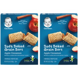 Gerber Soft Baked Grain Bars, Apple Cinnamon, 8 Individually Wrapped Bars/Box (Pack of 2)