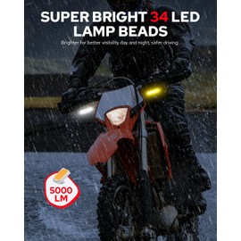 Benlari 4PCS Flowing Motorcycle Turn Signals With Running Lights, Front & Rear Turn Signal Brake Light 12V Fit for Harley Honda Yamaha Triumph, White/Red/Amber