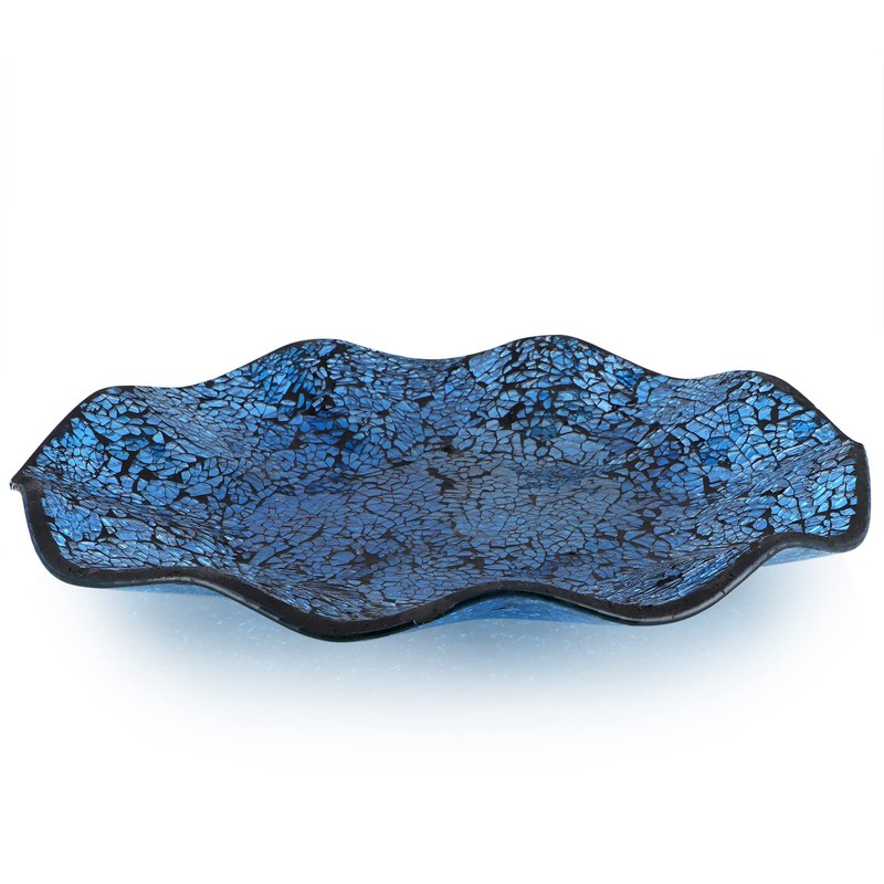 MDLUU Mosaic Centerpiece Tray, 12" Decorative Glass Plate, Home Decor